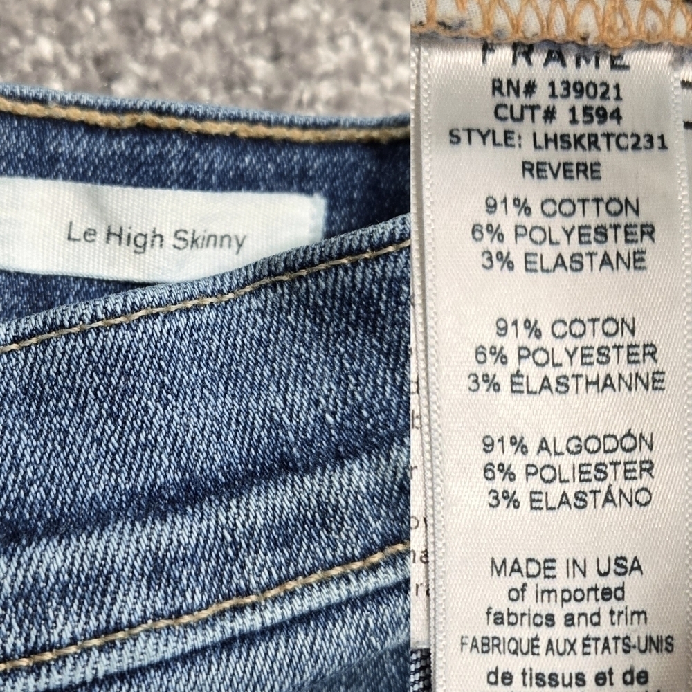 Frame Le High Skinny Ankle Jeans Triangle Cut Released Hem Revere Wash - Picture 8 of 10